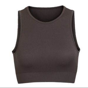 Skims Stretch Rib High Neck Bra Soot S/M Black